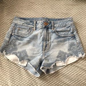 American Eagle High Rise Embroidered Shorts
